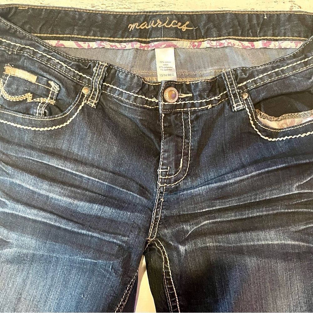 Maurice's Cropped Jeans Dark Distressed Denim 13
